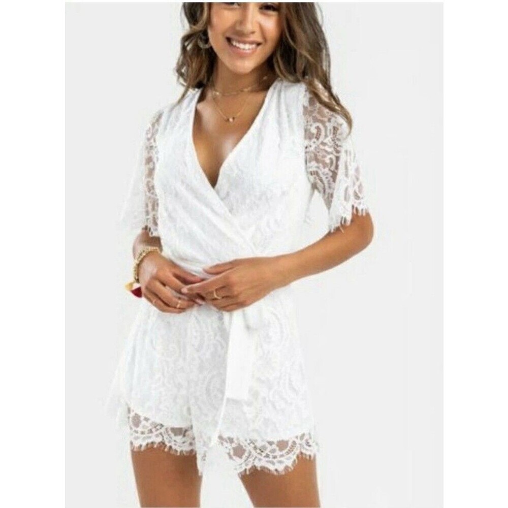 Francesca's Womens Floral Lace Romper Size M